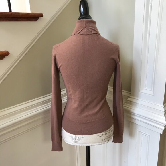 Joseph Cashmere Turtleneck Sweater Womens Small Pink Brown Long Sleeve Stretch - Picture 8 of 9